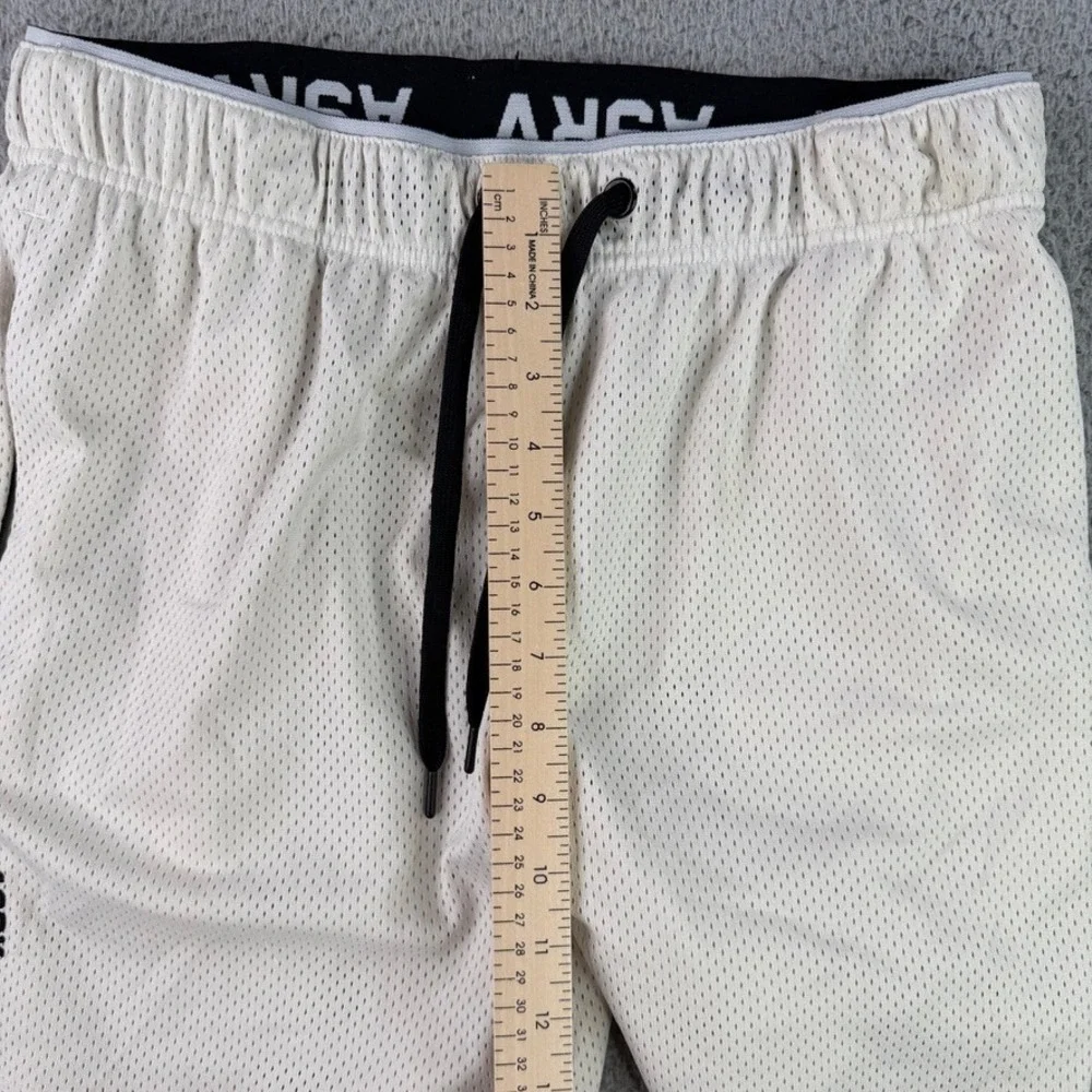 ASRV‎ Shorts Mens Medium Bone White SilverLite Mesh Zipper Gym Training